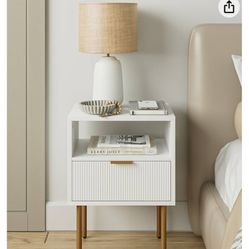 White and gold Finished Nighstand 