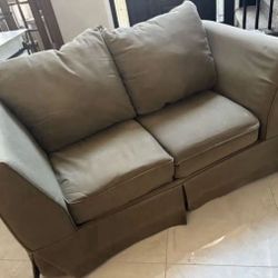 Loveseat Couch Sofa Olive Green neutral Brown