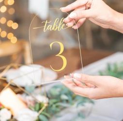 Clear Gold Arched Wedding Table Numbers 1-10 With Stands, 5x7 Inch Acrylic Arch Sign With Holder, Clear Gold Arch Acrylic Table Numbers For Wedding Re