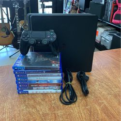 Sony PlayStation 4 Slim CUH-2015A 500GB Video Game Console Black With 8 Games