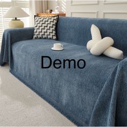 Slashop Soft Breathable Herringbone Pet-Friendly Multi-Purpose Minimalist Sofa Cover – Woven Throw Couch Protector (90”x118”)