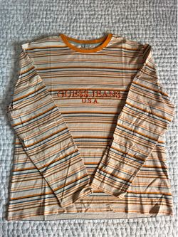 ASAP ROCKY X Guess USA Orange Striped Long Sleeve T-Shirt XL NWT