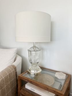 Vintage Imperlux Hand Cut Crystal with Frosted Roses Lamp with Gold Base