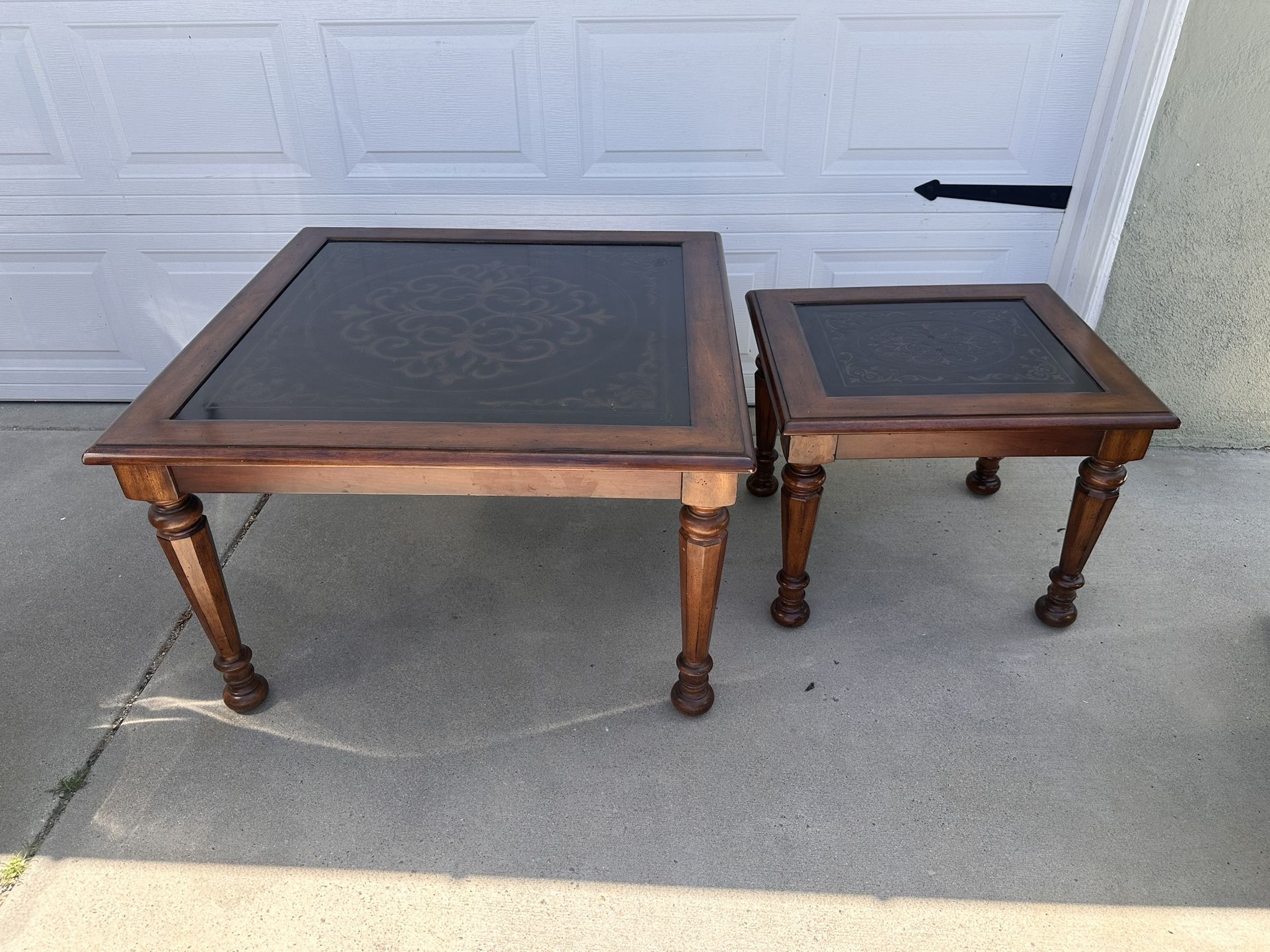 Two End Tables Black Design Top