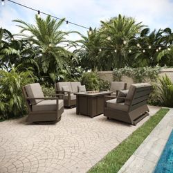 Agio Marlow 5-piece Outdoor Patio Fire Seating Set Like New 