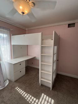 Twin loft bed and desk combo