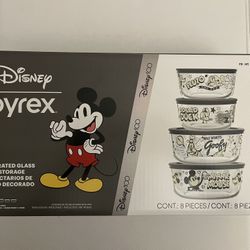 Disney 100 Year Anniversary Pyrex Glass Food Storage Bowl and Lid Set, 8 Pieces