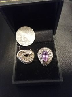 Silver and amythist earrings