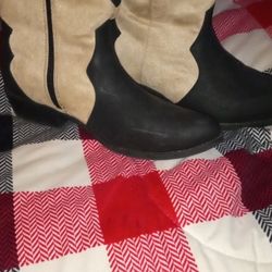 Tan And Black Cowboy Booties 