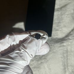 1 carat black moissanite adjustable ring