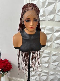 42” Copper Ginger 350 Cornrow Braided Wig | Handmade Two-Step Cornrows