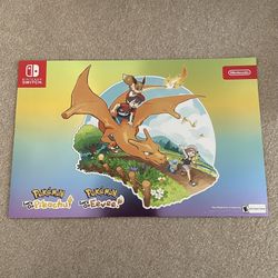 Pokemon Let’s Go Pikachu Eevee Charizard Holographic Holo Reflective Double Sided Poster Brand New Nintendo Switch For Video Game System Console