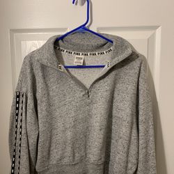 Gray Victoria's Secret PINK Half-Zip Sweatshirt 