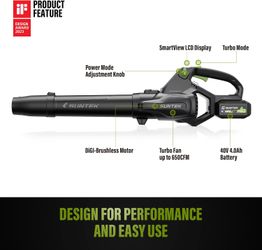 SUNTEK 40V Cordless Leaf Blower, 650CFM DIGI-Brushless Battery Powered Leaf Blower with 4.0 Ah