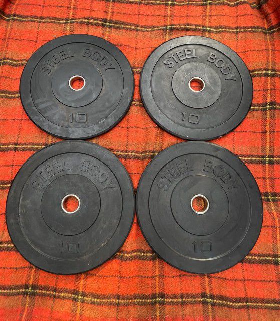BUMPER PLATES : (FOUR)   10 POUND OLYMPIC PLATES