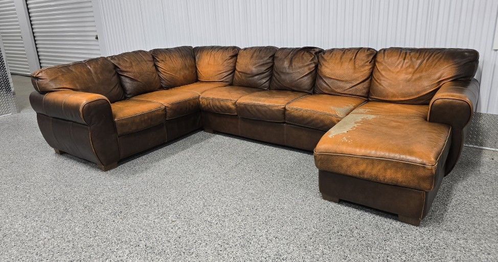Brown Real Leather Sectional Couch – $385 (OBO)