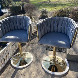 New Gray Adjustable Stool Bar Set Of 2
