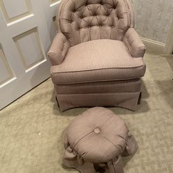 Upholstered Rocking And Swivel Chair And Ottoman 