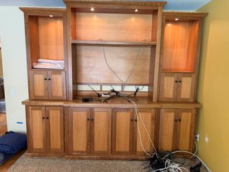 Custom Wood Entertainment Center / Cabinet Wall — ALREADY DISASSEMBLED / READY FOR PICK UP