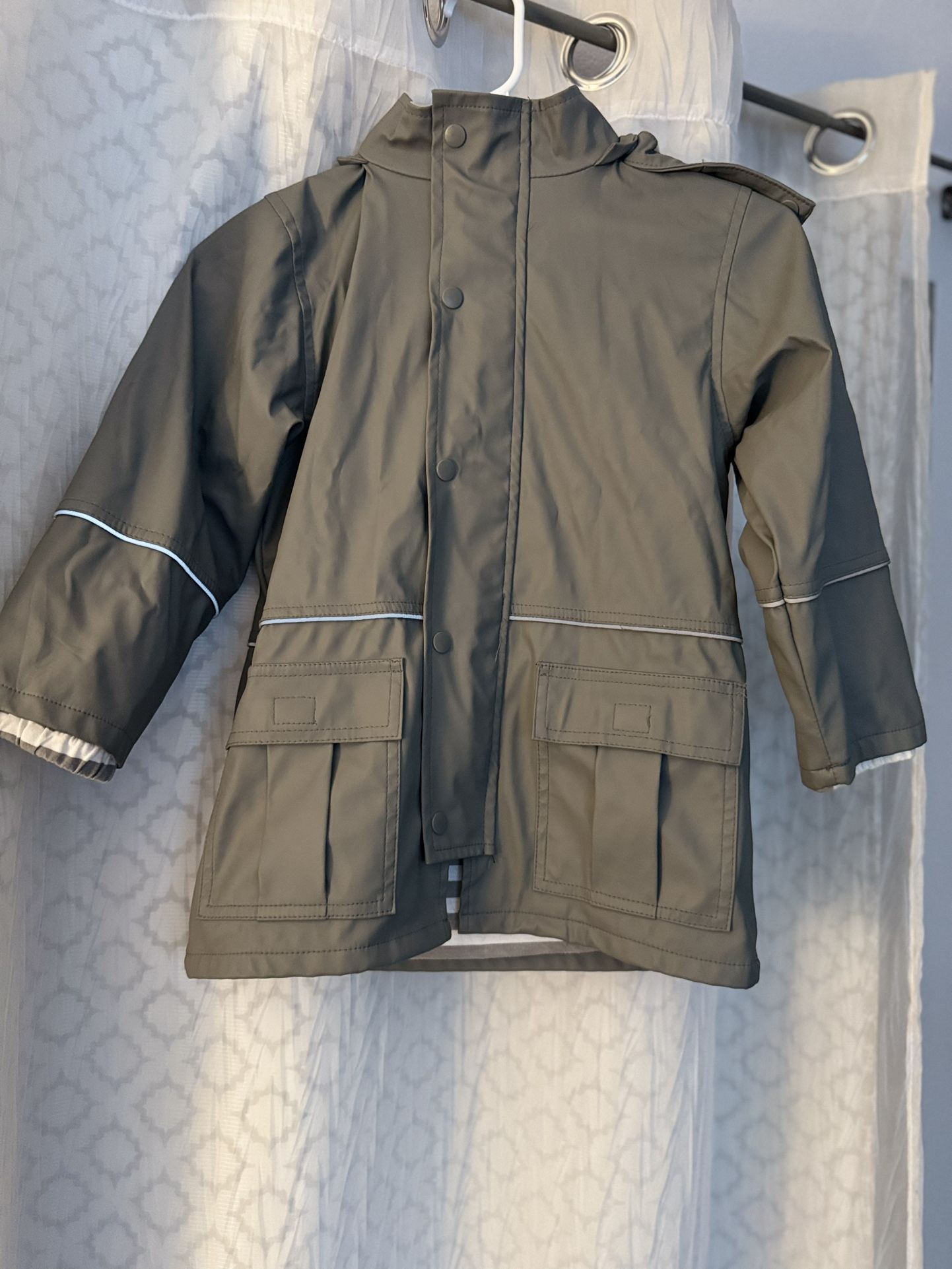 Grey and White Rain Jacket 4T