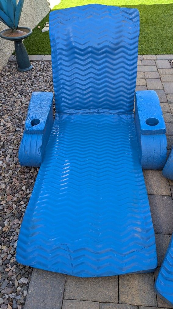 Set Of Two Foam Pool Chaise Lounge Floats With Drink Holders