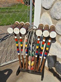 Vintage croquet set with rack