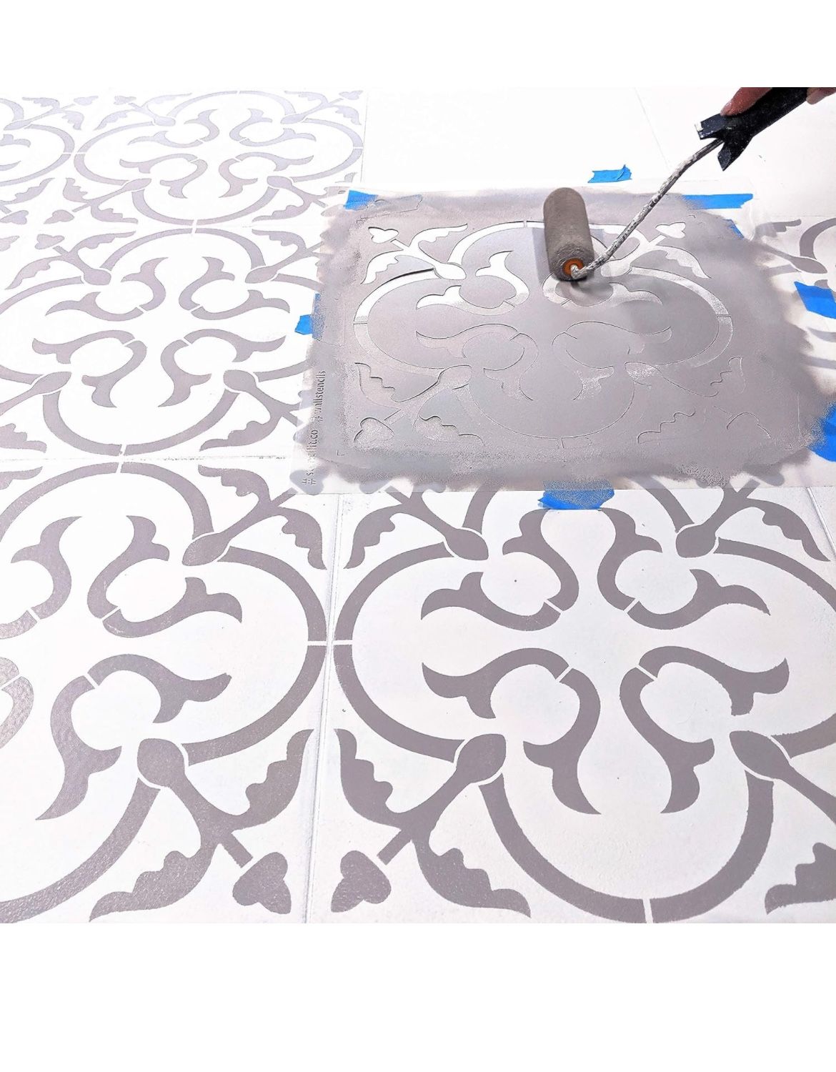 STENCILIT® Scandinavian Large Floor Stencil - XL Stencil 18x18 in, Tile Stencil, Floor Stencils for Painting Floors, Concrete Stencils for Patio, Gian