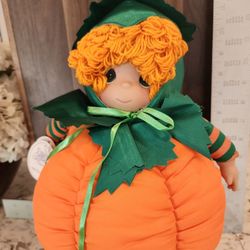 Precious Moments "Hey Pumpkin" Halloween Doll Plush Orange Jack O Lantern