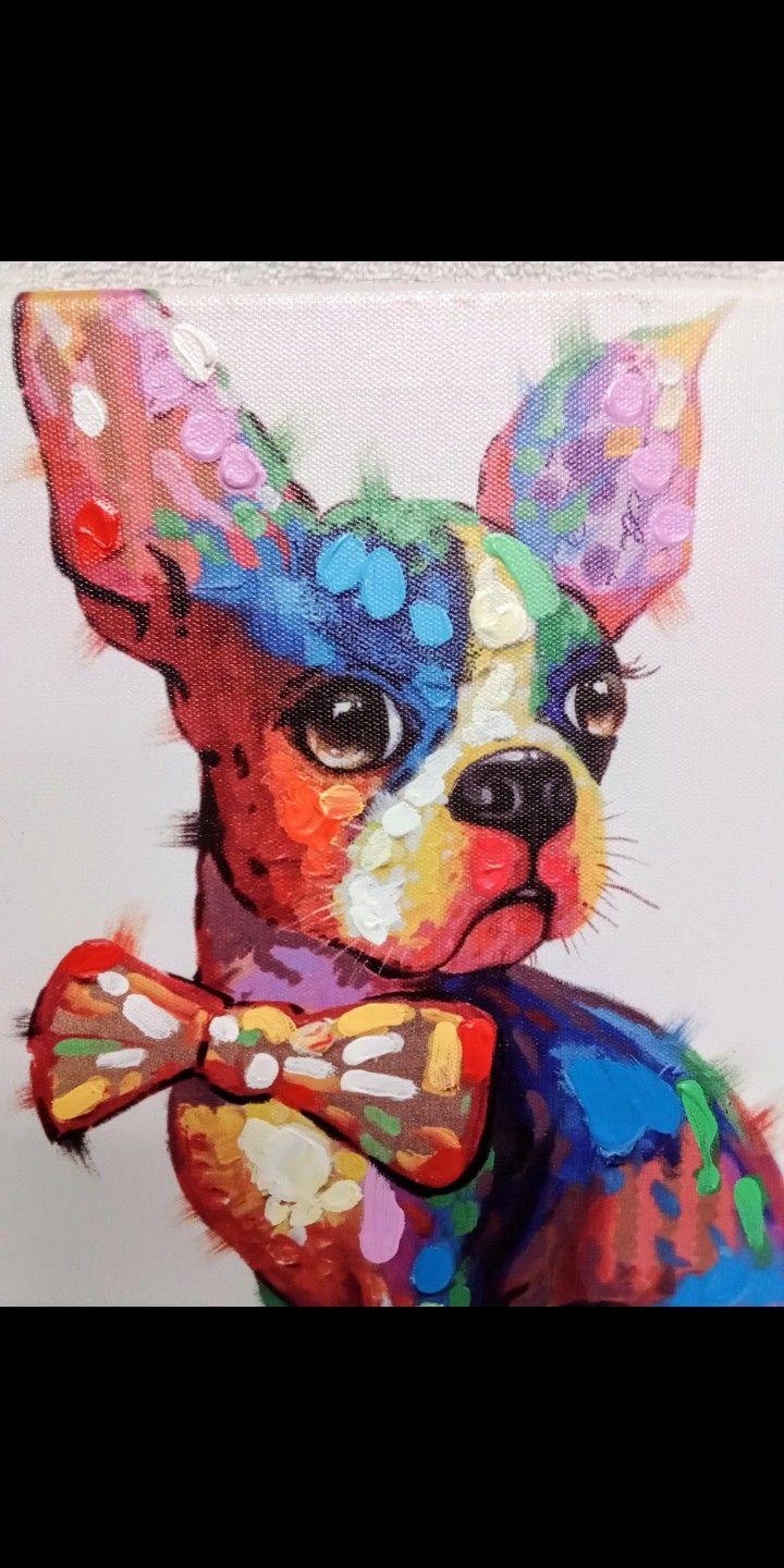 Sale Frenchie Hand Painted Signed Art Canvas Bull Dog