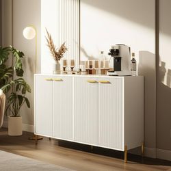 53 inch Extra Large Modern Sideboard Buffet Cabinet with 4 Doors, Adjustable Shelves for Kitchen, Dining Room, Entryway, Hallway Storage, Coffee Bar S