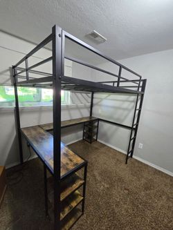 Full size loft bed with desk