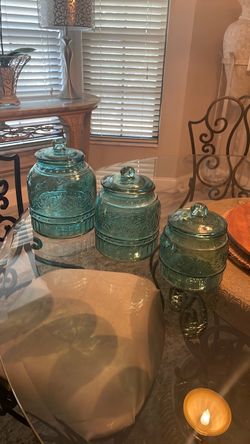 Teal Glass Canisters