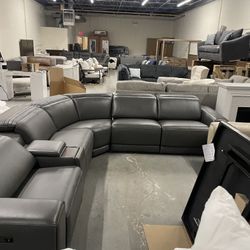 Real Leather Power Reclining Sectional Couch