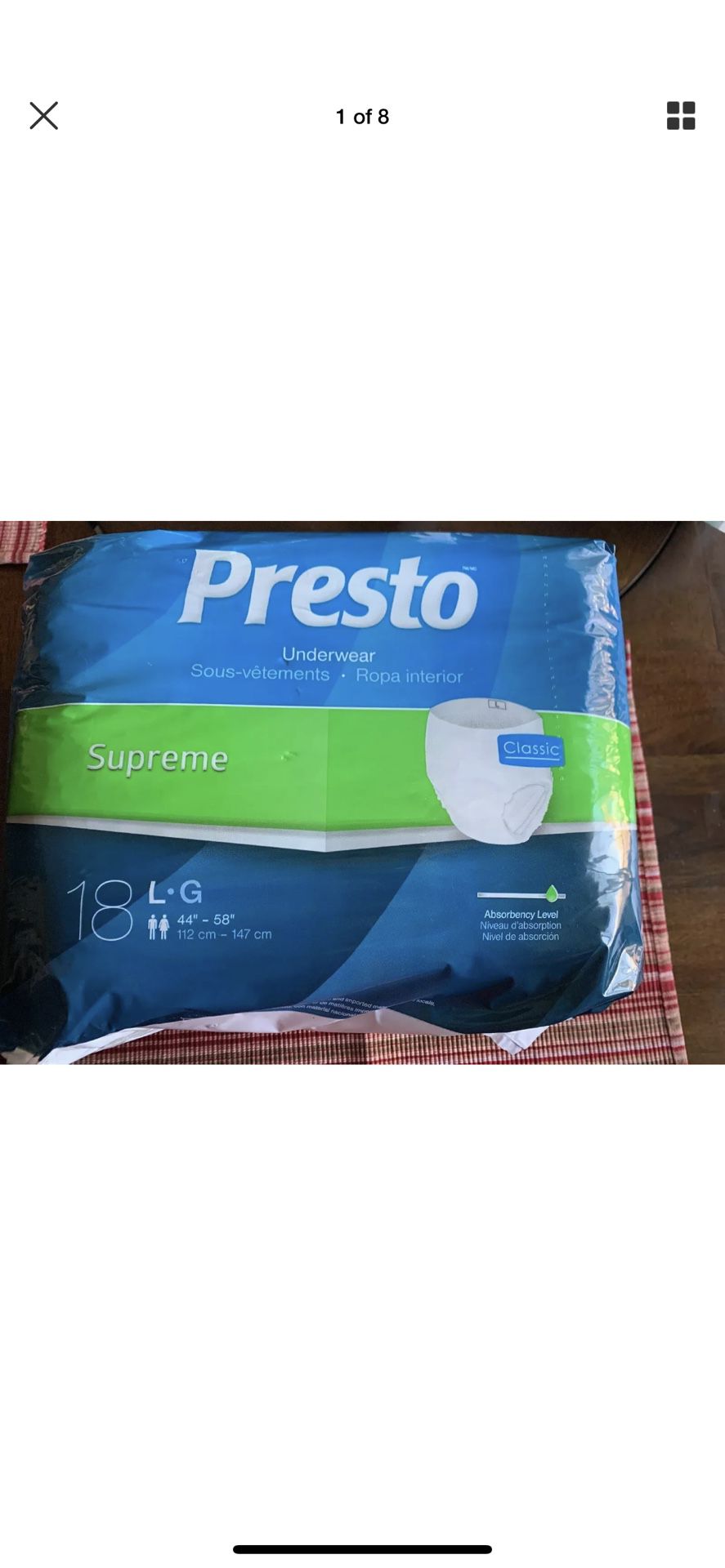 Presto Adult Diapers Large / underwear size L