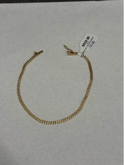 18K YELLOW GOLD CUBAN LINK BRACELET , 7.5”￼