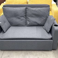 3 in 1 Convertible Sofa Bed, 56" Full Size Loveseat Sleeper Sofa Couch Bed, Sleeper Sofa Bed with Storage Pocket, USB, Comfy Pull Out Sofa Bed for Liv