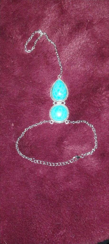 Turquoise And Silver Ring And Braclet Connected