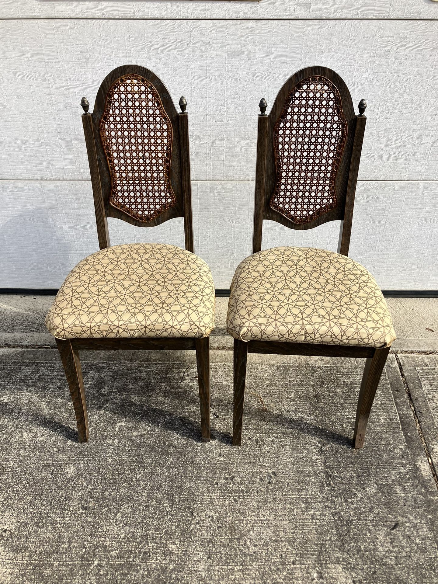 VINTAGE Rattan Back PAIR of CHAIRS