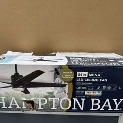 Hampton Bay — 54 inch Ceiling Fan with LED light In Matte Black Finish & Remote Control 