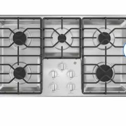 Pre-owned working GE 36-in 5 burners Stainless steel Gas Cooktop model JGP633SET1SS