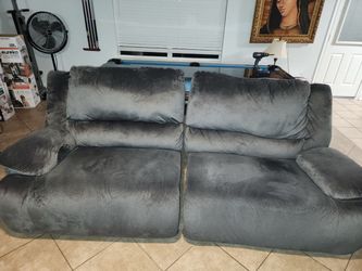 Gray Fabric Two-Seat Recliner Sofa