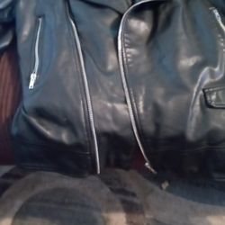 21Men Black Leather Jacket