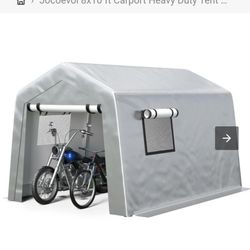 Jocoevol 8x10 ft Carport Heavy Duty Tent with Roll-up Windows, Portable Garage with Galvanized Steel Tubes, Car Canopy All-Season Tarp for Car Boat Tr