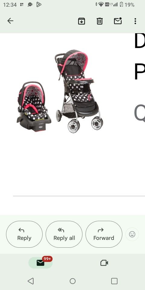 $85.00 Brand New In The Box Disney Car Seat Stroller Set