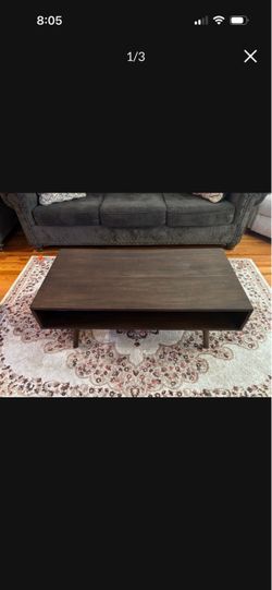 Dark Brown Wood Coffee Table with Shelf
