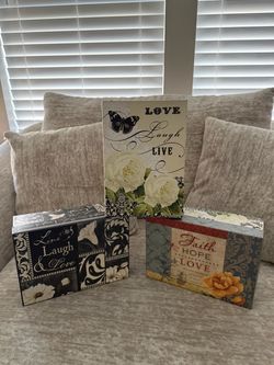 Set of 3 Decorative Inspirational Photo Boxes