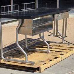 Stainless Steel Fabrication Workstation Desk with 2 Shelves and 2 Tool Holders (78" x 29" x 36"H)