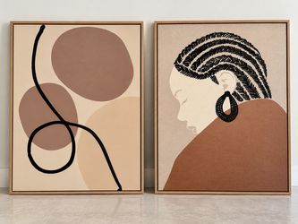 Set of 2 Modern Framed Wall Art – $30