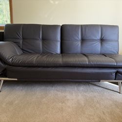 Contemporary brown and chrome couch