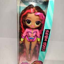LOL Surprise OMG Swim Coral Waves  Fashion Doll 9" Posable Pink Hair BRAND NEW!!